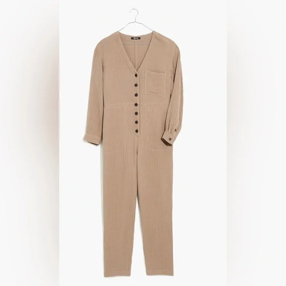 🐌NWT🐌Madewell Lightspun Stitched-Pocket Coverall Jumpsuit - Picture 5 of 7